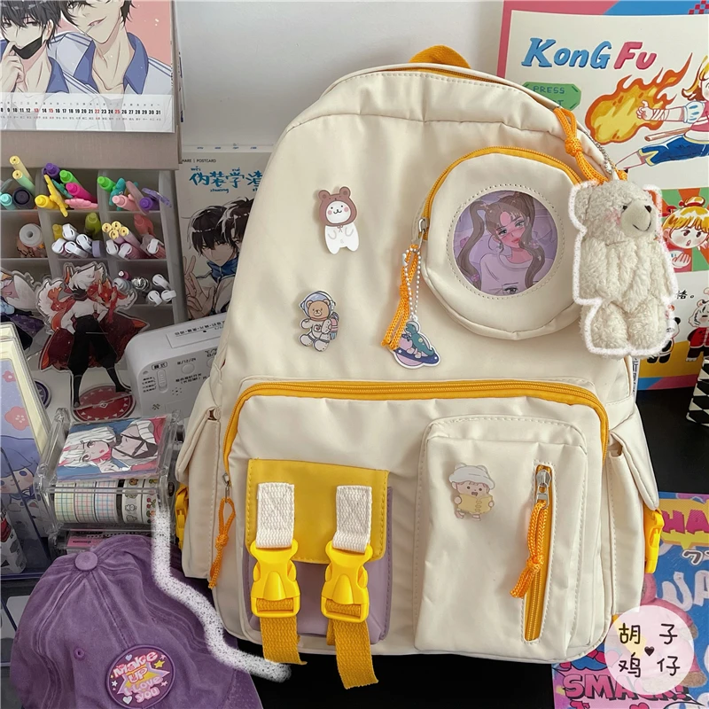 

MZ1291 2021 Contrasting color backpack female Japanese cute girl heart backpack