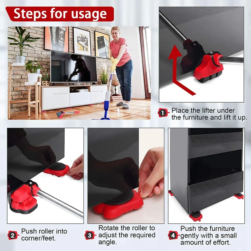 

13 Pieces of Furniture Moving Tool Set Heavy Object Moving Tool Roller Heightening Pad Moving Tool Set