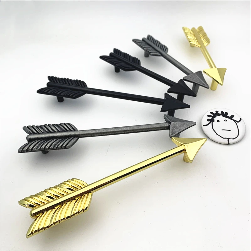 LCH Высокое качество уникальный художественный дизайн мебельная фурнитура Черная стрела античное серебро 96 мм 128 мм ручка шкафа выдвижные ящики