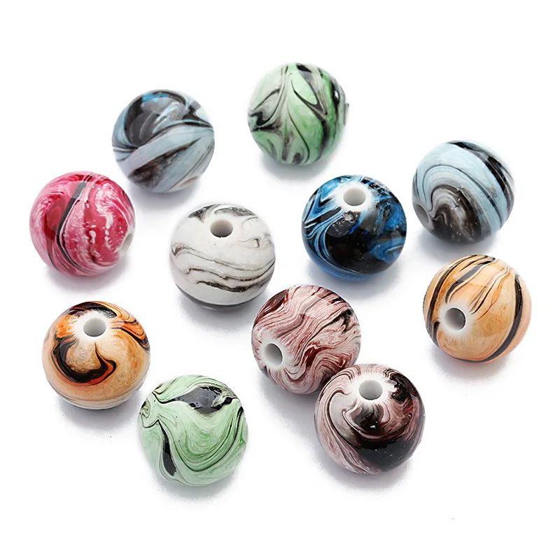 WIWI 8 мм 10 12 14 Разноцветные полимерные бусины с чернилами для изготовления