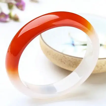 

Send certificate Natural agate chalcedony 54mm-64mm red and white bicolor bracelet Elegant princess bracelet Send mother to girl