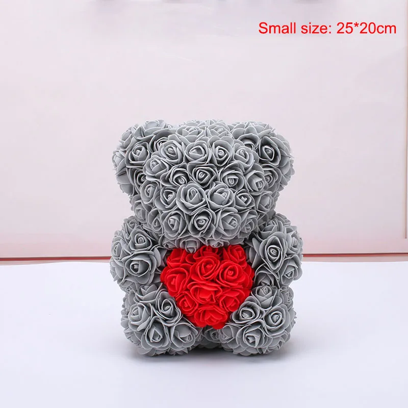 Small grey Искусственные цветы Роза медведь девушка Юбилей Рождество День Святого Валентина подарок на день рождения для украшения свадебной вечеринки - Цвет: Small grey