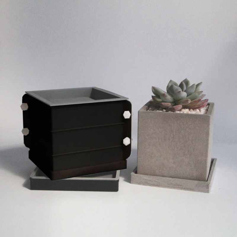 

10cm Square Flower Pot Base Double Mould Combination Diy Hand-made Succulent Silicone Abrasive Tool