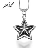 jhsl new hiphop men star pendant necklace 316l stainless steel chain silver color fashion jewelry gift
