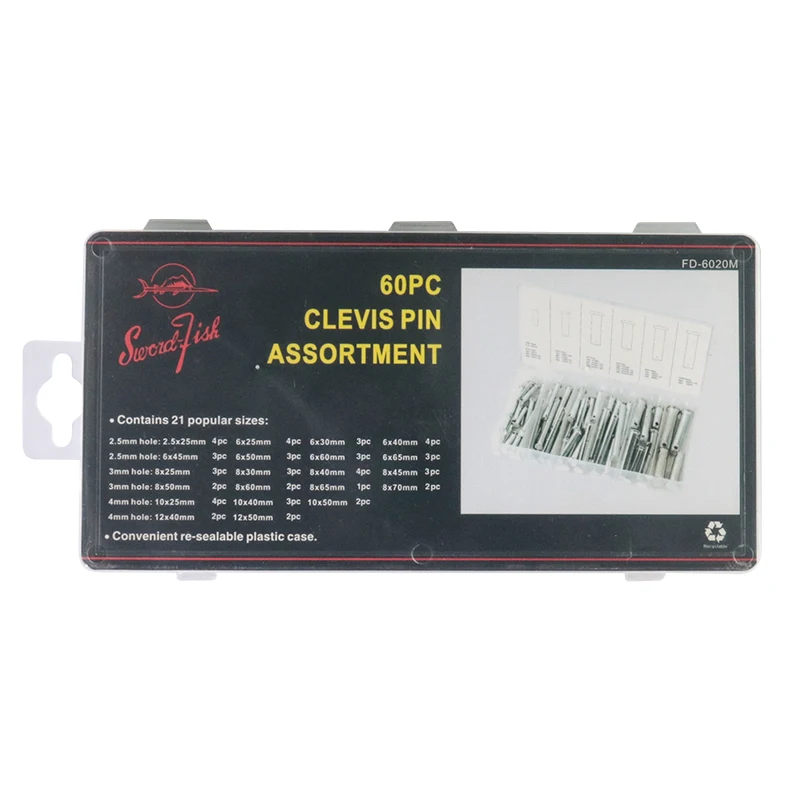 Набор штифтов с отверстиями комплект из 60 шт. плоской головкой цилиндрические