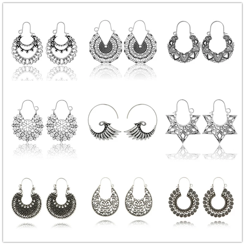 Женские винтажные серьги подвески Tocona круглые в античном стиле массивные