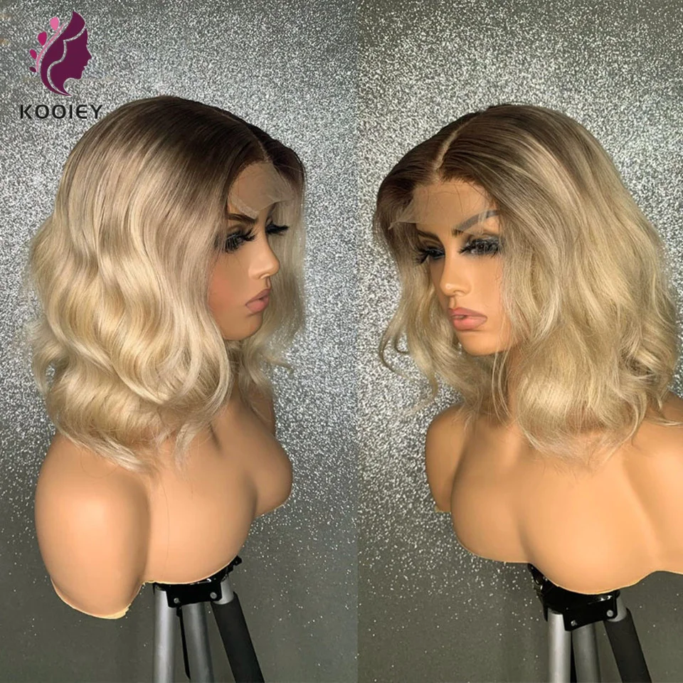 

13x4 Blonde Short Bob Lace Front Human Hair Wigs For Black Women 613 Short Ombre Body Wave Front Lace Wig Pre plucked 150% Remy