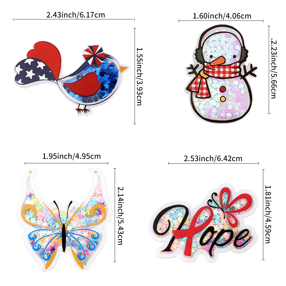 

4 pcs Christmas Acrylic Shakers Quicksand Accessories Flat Back DIY Hair Bow Craft Supplies Handmade Material Phone Case Sticker