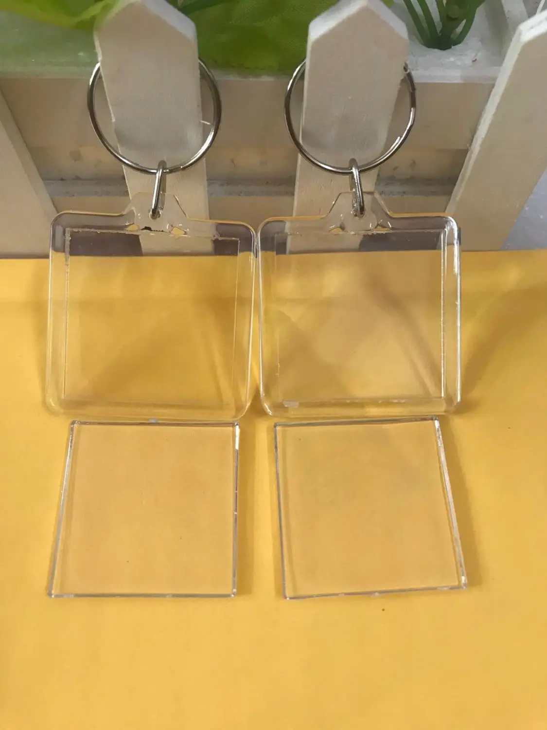 Квадратные Пустые Акриловые Брелоки для ключей 35 шт./лот пластиковые брелоки с