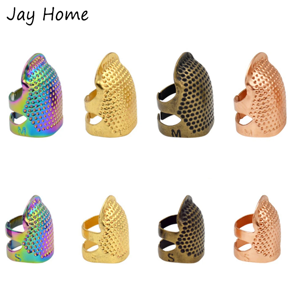 

8/2Pcs Adjustable Sewing Thimble Metal Dazzle Gold Sewing Thimble Finger Protector for DIY Sewing Embroidery Finger Thimble