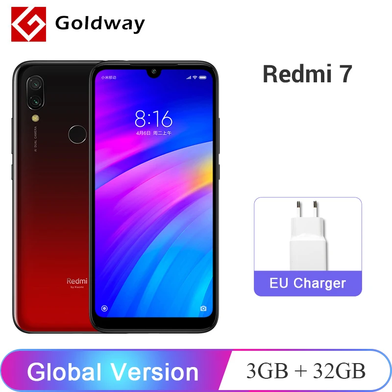Мобильный телефон Xiaomi Redmi 7 с глобальной версией 3 ГБ 32 Восьмиядерный процессор