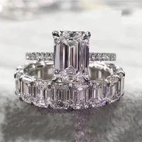 luxury 100 925 sterling silver created emerald cut diamond wedding engagement cocktail women band ring fine jewelry