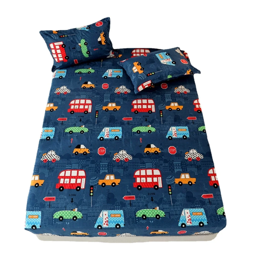 

new design Cartoon car Fashion home bed cover Fitted sheet full queen single 90*200*30 120*200*30 180*200*30 4size