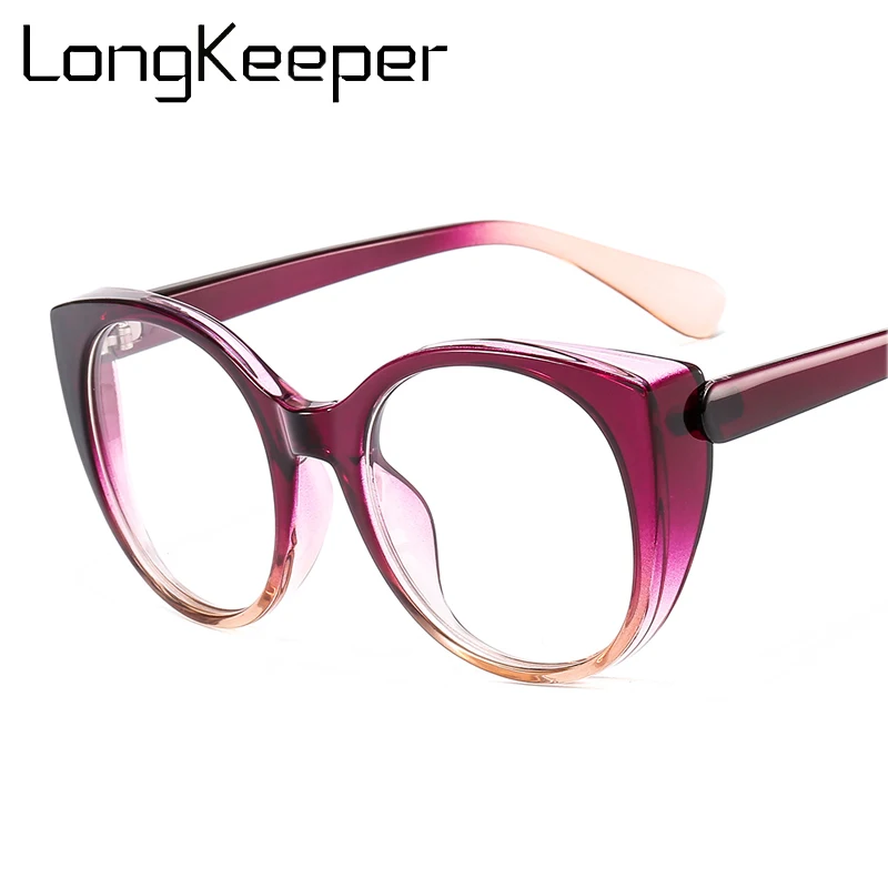

LongKeeper Oversized Cat Eye Glasses Frame Women Big Clear Lens Eyeglasses Brand Designer Optical Spectacles Fashion Eyewear