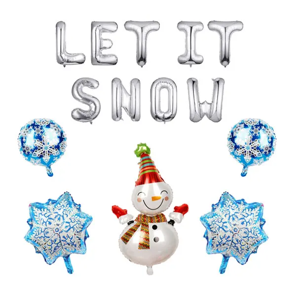 

LET IT SNOW Banner Mylar Foil Balloons Winter Party Decoration Snow Balloons Marry Christmas Supplies Silent Night Supplies