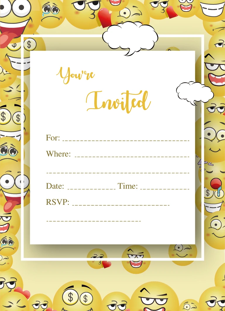 10 шт. милые Мультяшные Пригласительные открытки с надписью День рождения