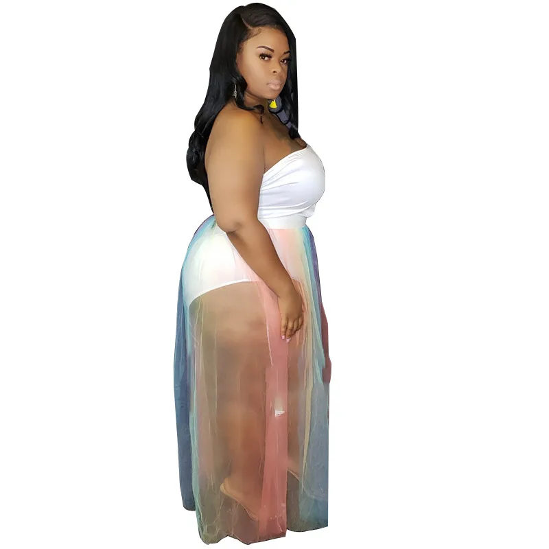 Лето 2020 для женщин комплект из двух предметов пикантные размера плюс 5XL сетчатая