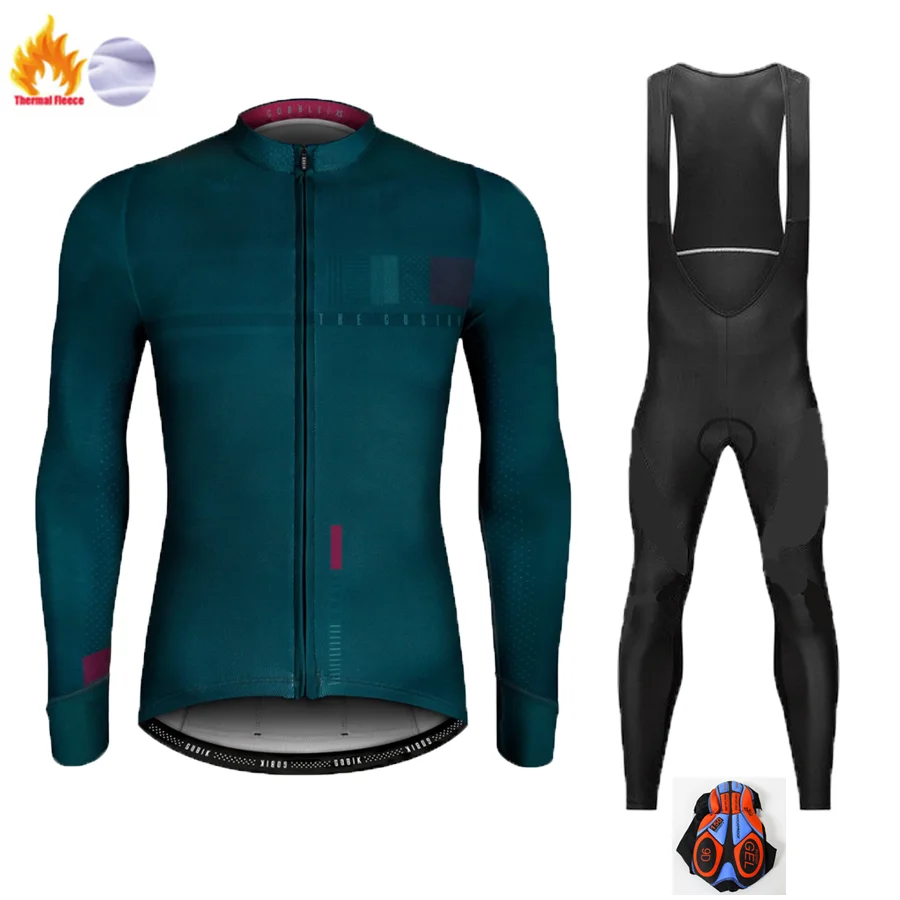 Winter Cycling Suit Зимняя одежда для велоспорта, одежда для езды на велосипеде с длинным рукавом, комплект Джерси для верховой езды, термальный флисовый Майо, Ropa Ciclismo Invierno, сохраняющий тепло - Цвет: Winter Cycling Suit