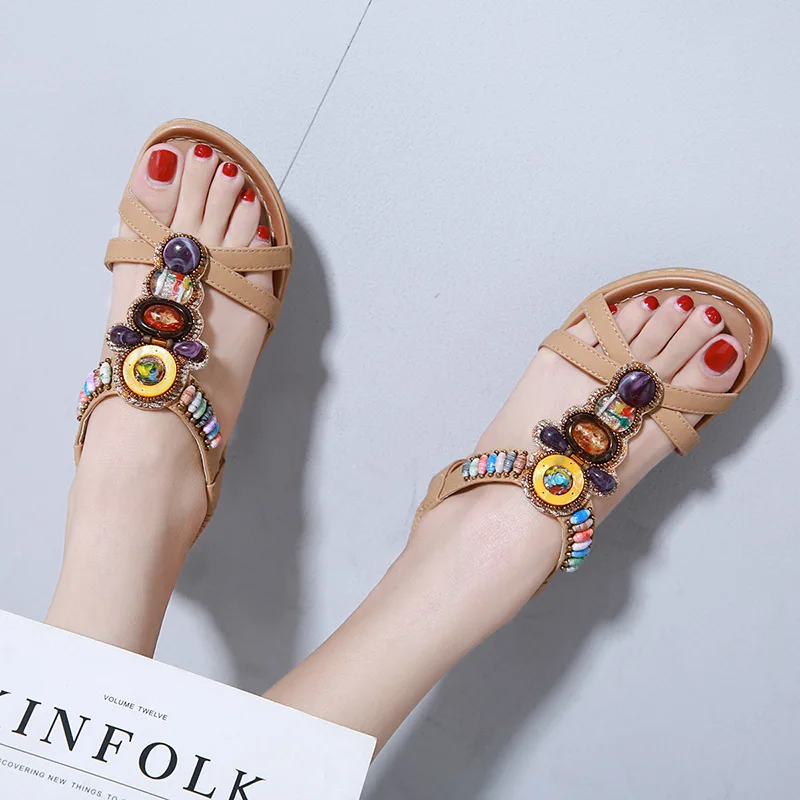 

Women Sandals Summer Shoes Woman Flats Sandals Elastic Band Gladiator Sandals Non-slip Beach Chaussures Femme