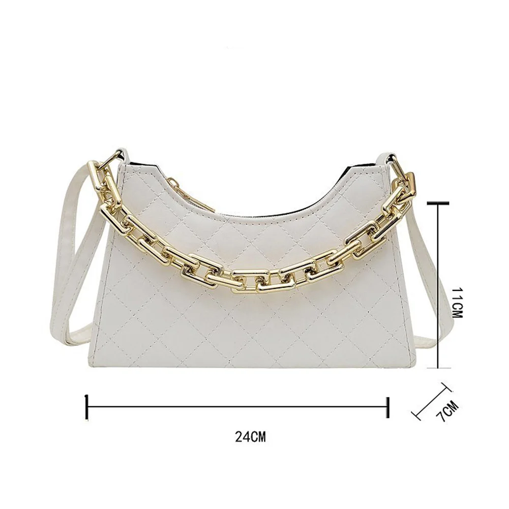 

Designer Women PU Leather Lattice Pattern Chain Shoulder Crossbody Messenger Hobos Bag Ladies Vintage Small Zipper Handbag