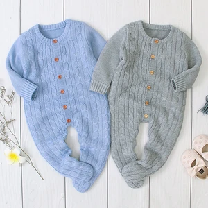 Autumn Winter Baby Boys Girls Pure Color Bind Foot Rompers Clothes 2021 Children Baby Boy Girl Kids 