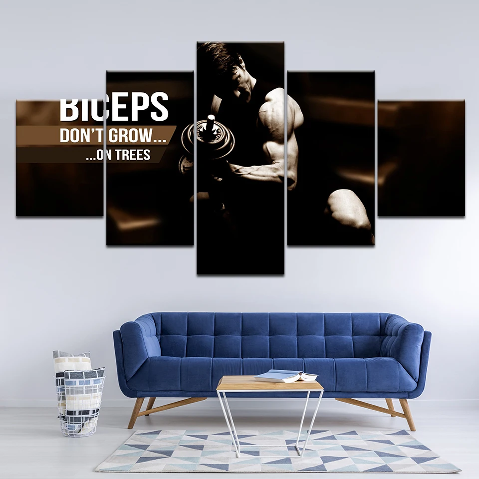 5 панель спортсменов мышцы Бодибилдинг Мотивирующий на занятия фитнесом холст