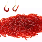 100 шт. бионические красные черви, мягкие силиконовые рыболовные искусственные приманки, запах креветок, привлекает укус рыбы, Аксессуары для рыбалки