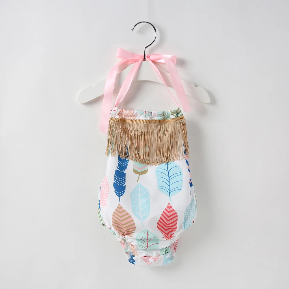 Новый дизайн Хлопковый комбинезон с цветочным принтом Летний детский на