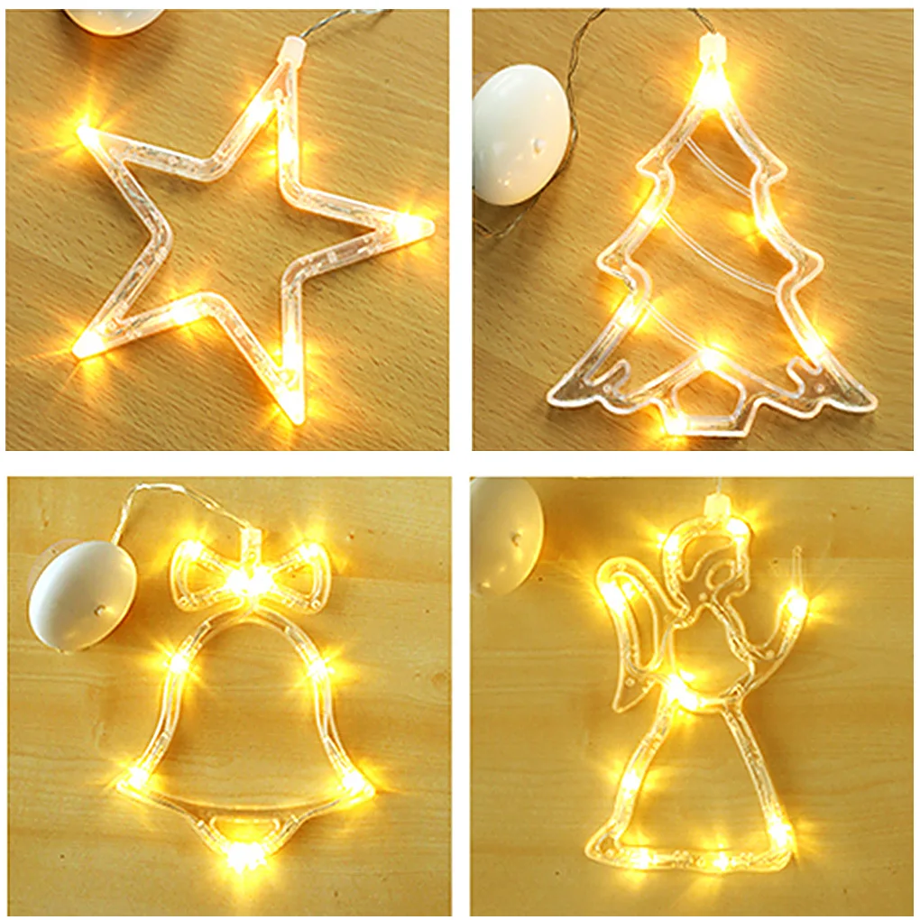 

LED Christmas Decoration Hanging Light Room Glass Window Xmas Suction Cup Lamp Gift Christmas Tree hanging 2021 New Year
