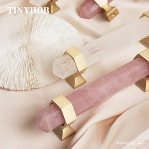 Роскошный натуральный хрусталь + латунные ручки ручка шкафа Ручка комода ручки ящик тянет элегантная мебельная фурнитура