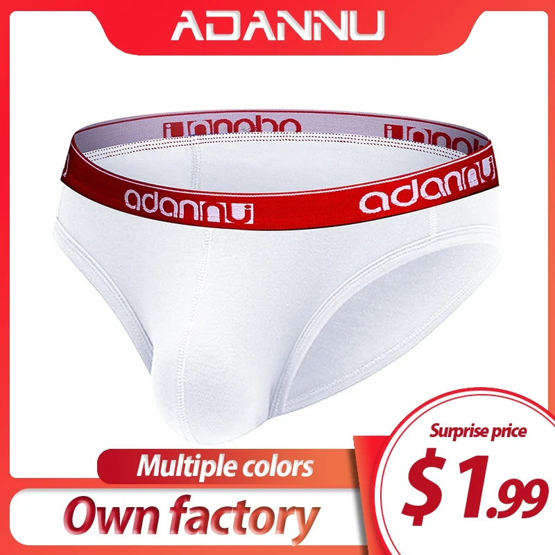 

ADANNU Brand Men Underwear Sexy Men Briefs Cotton Male Panties Cueca Tanga Breathable U Pouch Comfortable Underpants AD41