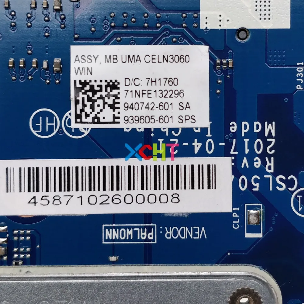 Для HP 15 15-BS серии 15q-bu001TU 15q-bu017TU 939605-601 939605-001 UMA CelN3060 CSL50/CSL52 LA-E811P Материнская плата