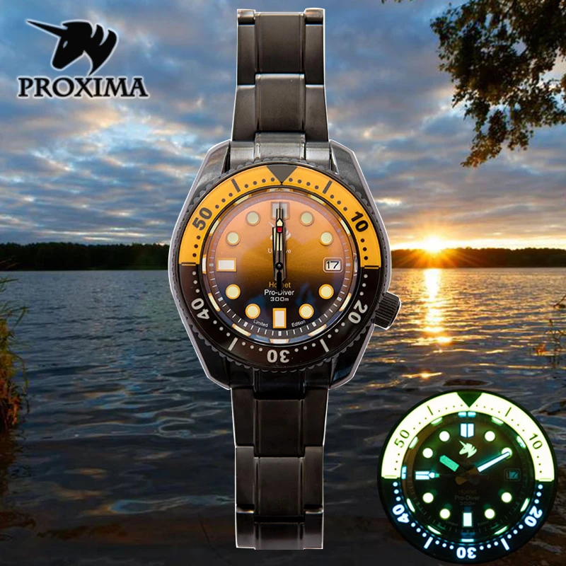 

Proxima New Mens Diver Watches Pilot Men Automatic Mechanical Wristwatch 300M Waterproof C3 Luminous Sapphire Ceramic Bezel NH35