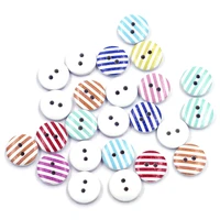 mixed random 15mm round wood sewing buttons 2 holes striped pattern shirt childrens clothing scrapbook handwork supplies