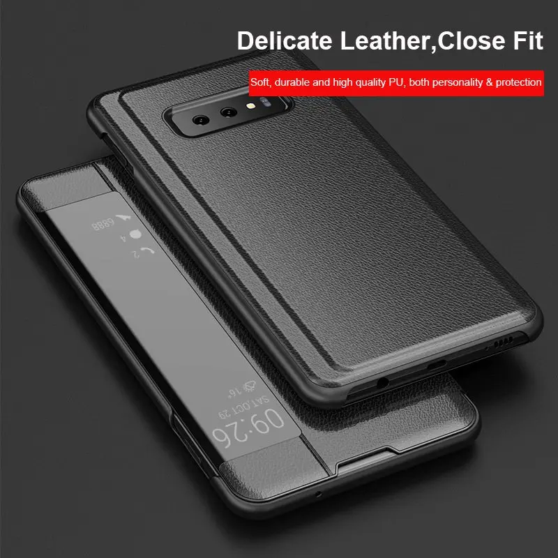 Кожаный чехол с окошком для Samsung Galaxy S8 S9 S10 Plus lite Note 10 9 8 J4 J6 A9 A7 откидные
