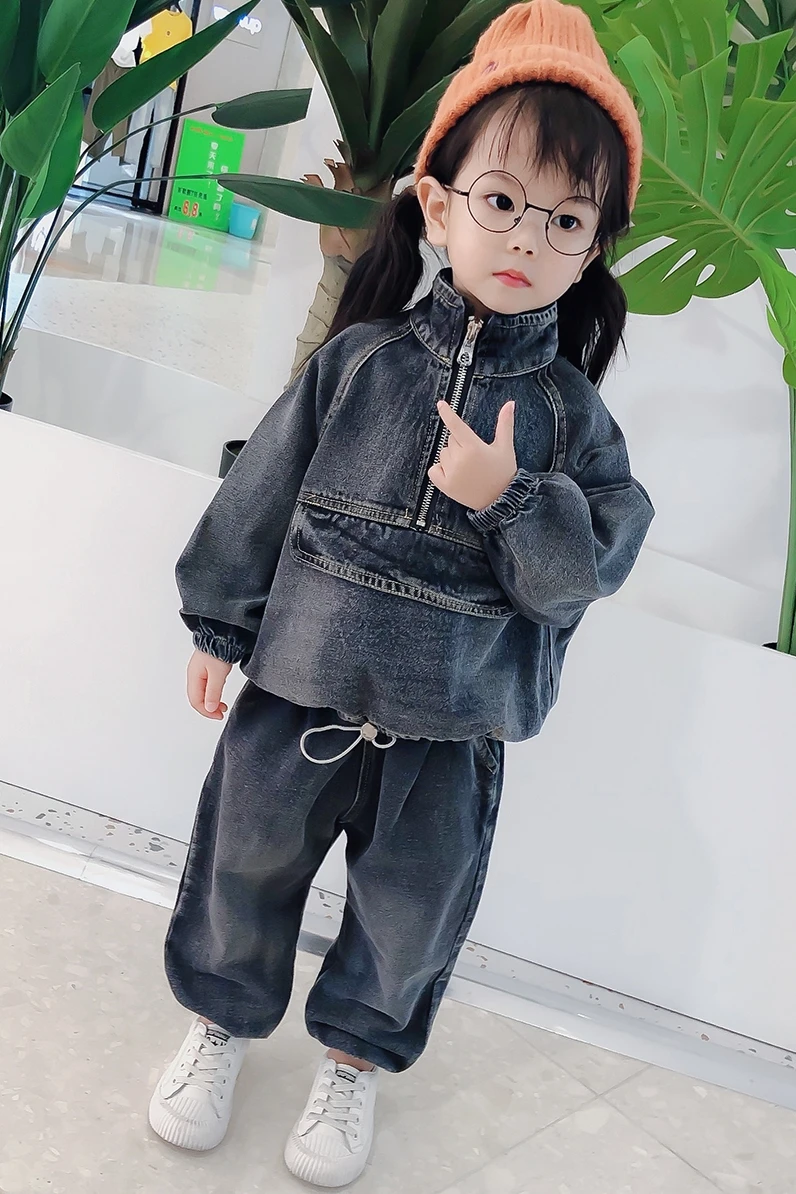 

Autumn Boutique Fashion Girl Clothes Long Sleeve Girl Clothes Cowboy 2 Piece Set Unisex Ropa De Baby Nino Children's Sets BE50DD