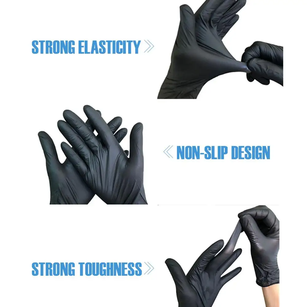 IN STOCK 100pcs/lot Mechanic Gloves Nitrile gloves Household Cleaning Washing Black Laboratory Nail Art Anti-Static | Спорт и