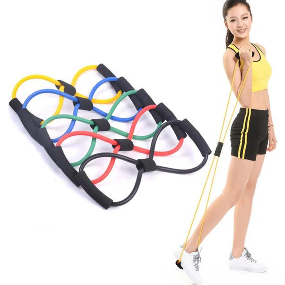 New Arrival &quot8&quot Shaped Elastic Rubber Sports Loop Yoga Expanding Strap Pilates Fitness Belt extension strap Random Color | Спорт и