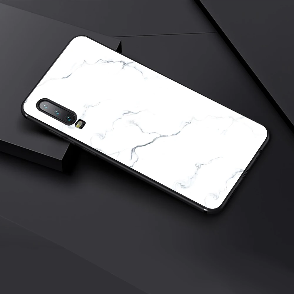Tempered Glass Case For Huawei 9 10 Lite 8X 8X MAX White Marble Phone Cases For Nova 3 P-smart-Z P30 P20 Lite MATE 20 LITE Funda