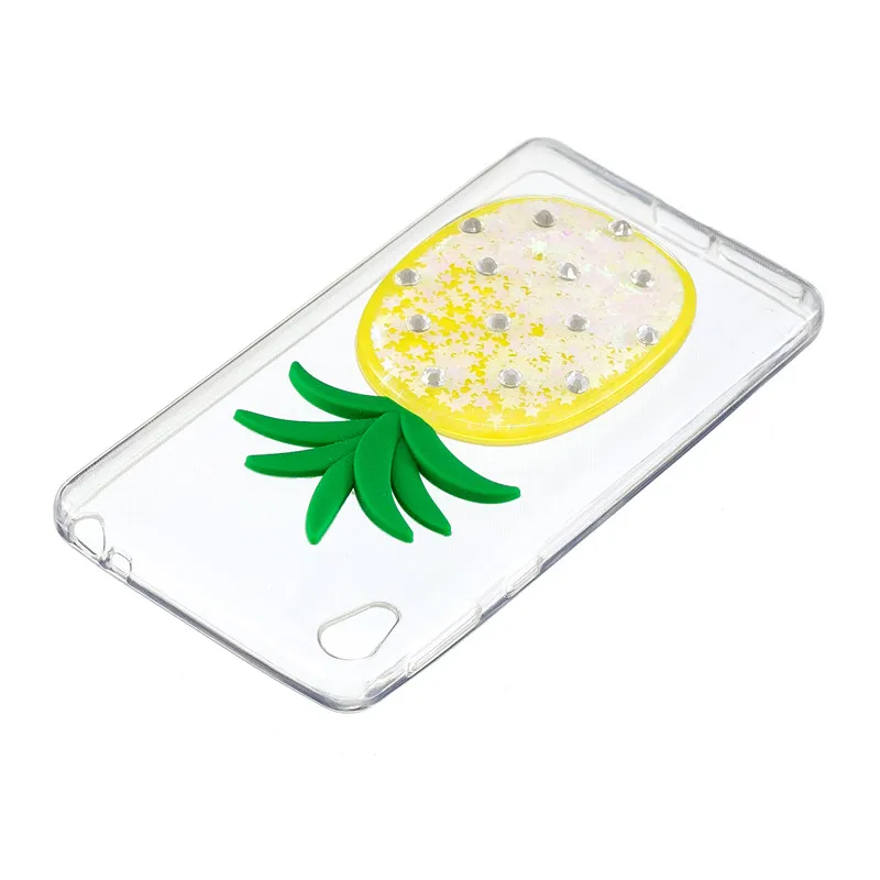 3D Ананас Алмазный зыбучий песок жидкостный Мягкий силиконовый чехол для Sony Xperia E5