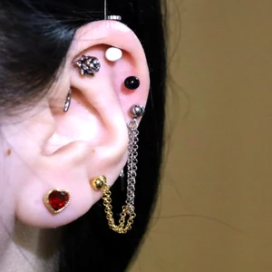 Silver&Gold Helix Earring Ear Bone Stud Stainless Steel Earrings Industrial Tragus Ear Lobe Helix Piercing 16G Jewelry Y2k Goth