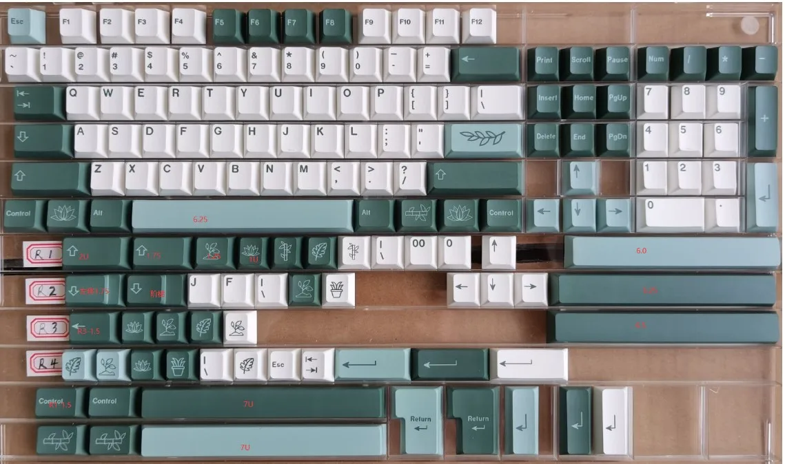 

1 Set PBT Dye Subbed Keycap For Mechanical Keyboard Botanical Theme Key Caps Cherry Profile With ISO Enter 6U 6.5U 7U Spacebar