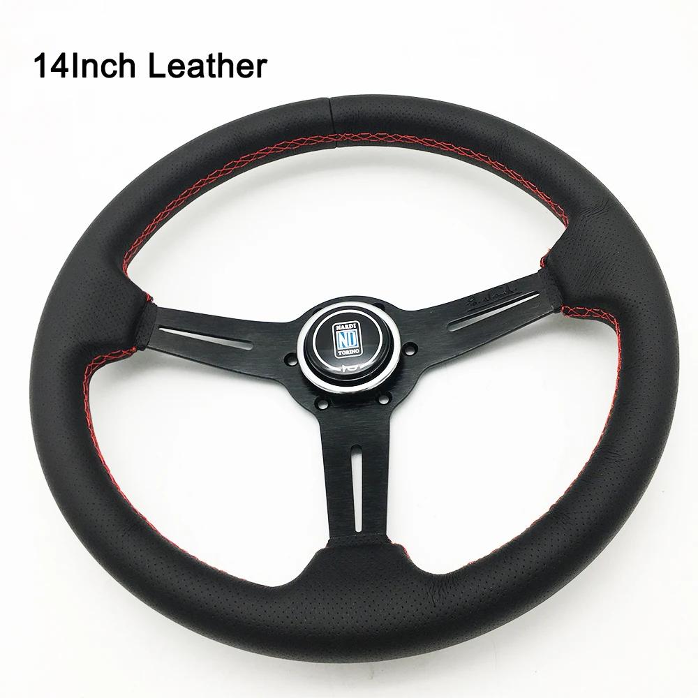 Руль SDAO из нейтральной кожи 330 мм черный алюминиевые спицы Красная строчка 13