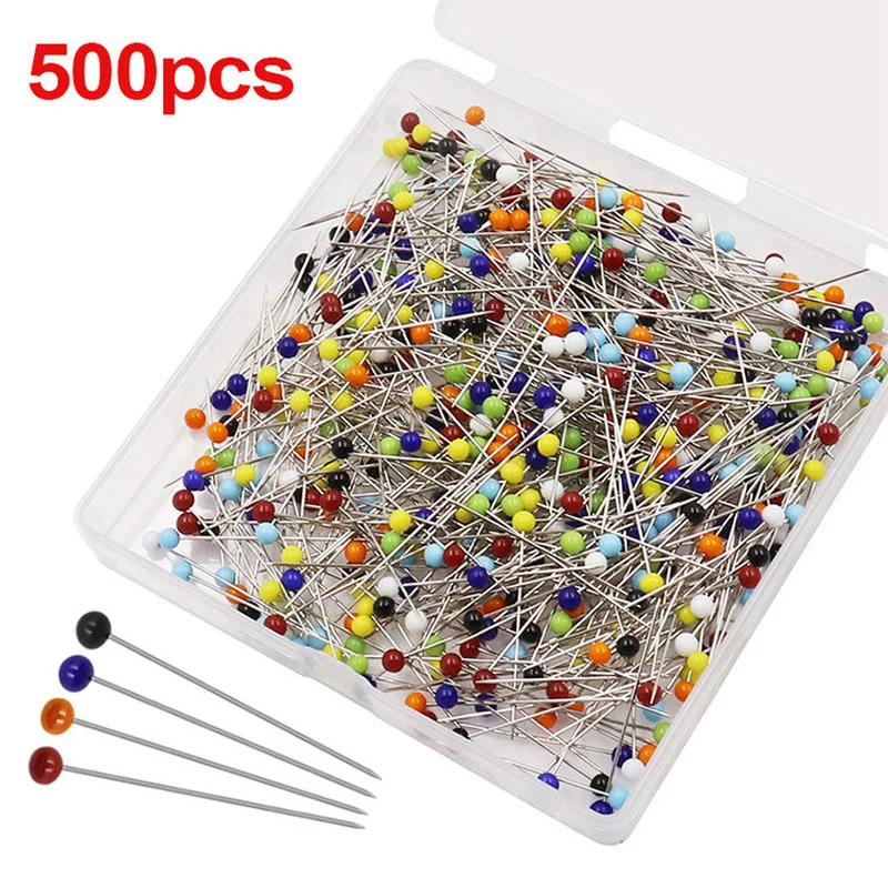 

500Pcs Glass Ball Head Sewing Pins for Fabric Craft Multicolor 4mm Straight Pins Dressmaker Quilting Pins Sewing Accessories