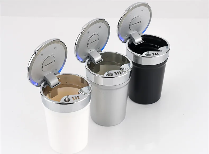 

Car Ashtray 4S Store Dedicated To Large Car Interior Wearing A Lid with LED Blue Light Electroplating Garbage Car Accessories