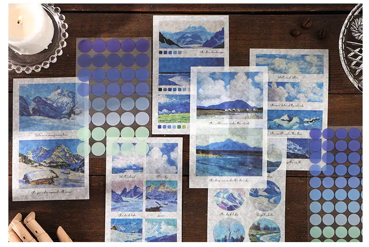 

Impressionist landscape Sticky Stickers Paper Decoracion Scrapbooking Office Stationery School Supplies Sticker Flakes 8 Sheets