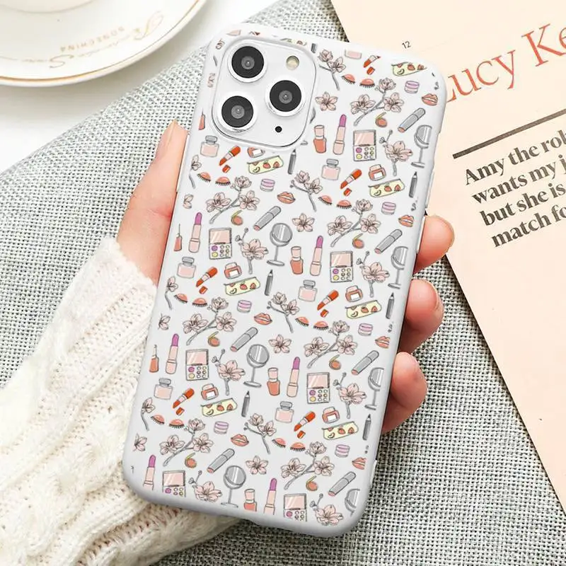 

Fun cute pattern cactus Phone Case Candy Color White for iPhone12 11 pro XS MAX 8 7 Plus X SE 2020 XR