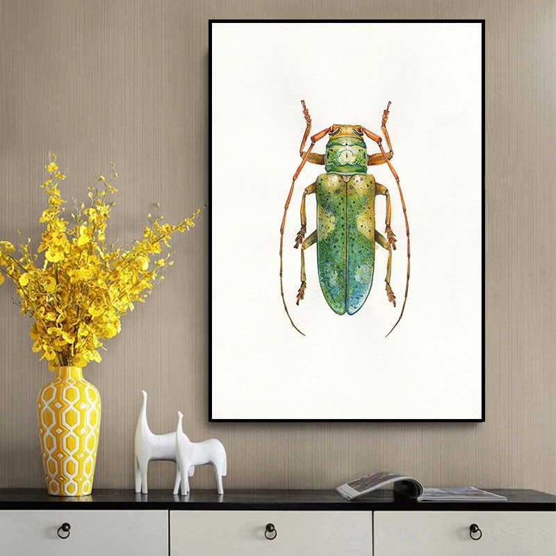 

Nordic Art Beetles Prints And Posters Sets Watercolour Insects Picture Wall Livingroom Home Decor Colorful Bugs Canvas Painting