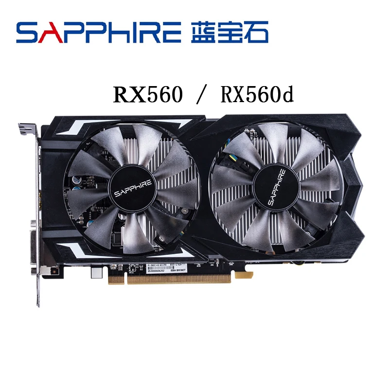 Видеокарта SAPPHIRE RX 560 4 ГБ GDDR5, графические карты для AMD RX 500 rx 560d VGA RX560 4G RX560D DP HDMI DVI 7000 МГц 1024 896, б/у