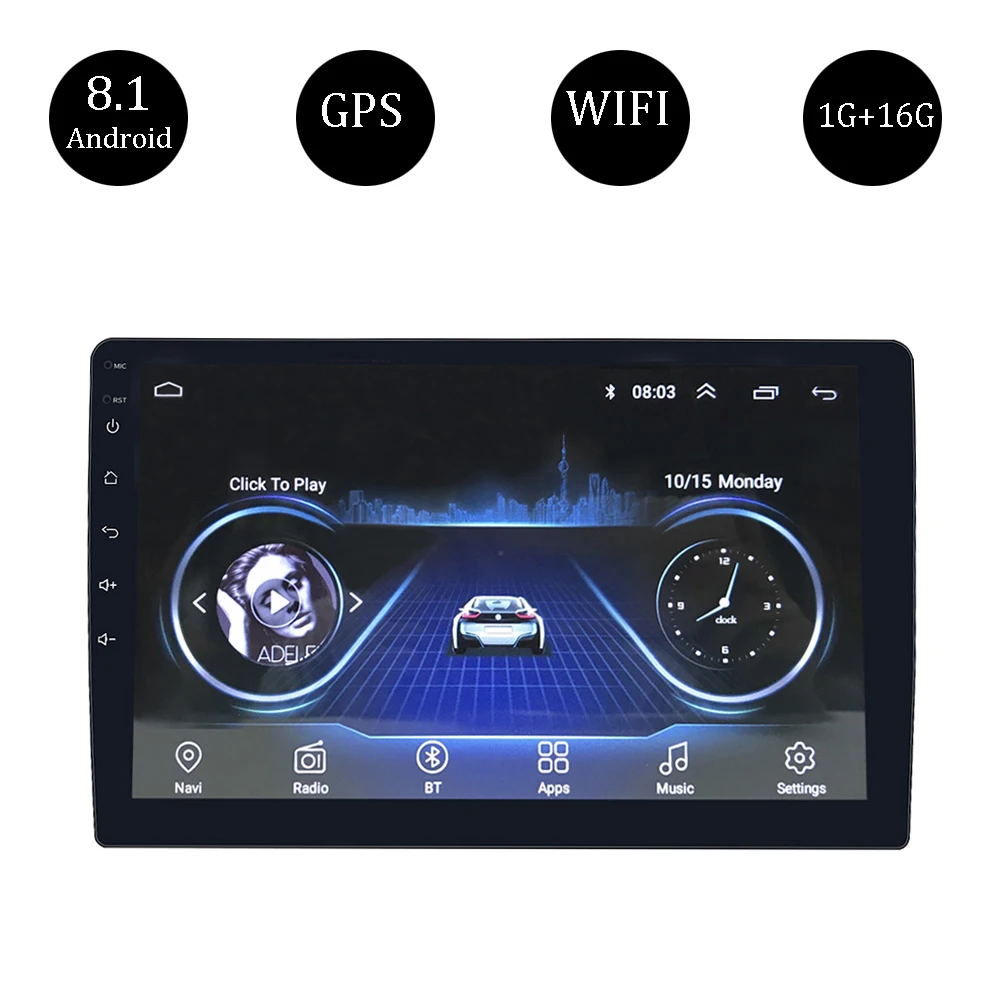 

Автомобильный стереоприемник 10,1 дюйма, 2 Din, Android 8,1, HD сенсорный экран, GPS-навигация, Wi-Fi, Bluetooth, Mirror link, MP5, мультимедийный плеер